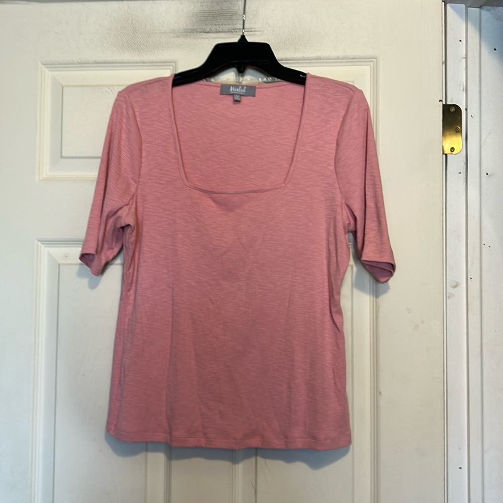 Marled Pink Square Neck Top Size Medium